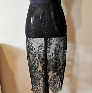 Chelsea.28  Black Sheer Lace Slip Size Xs